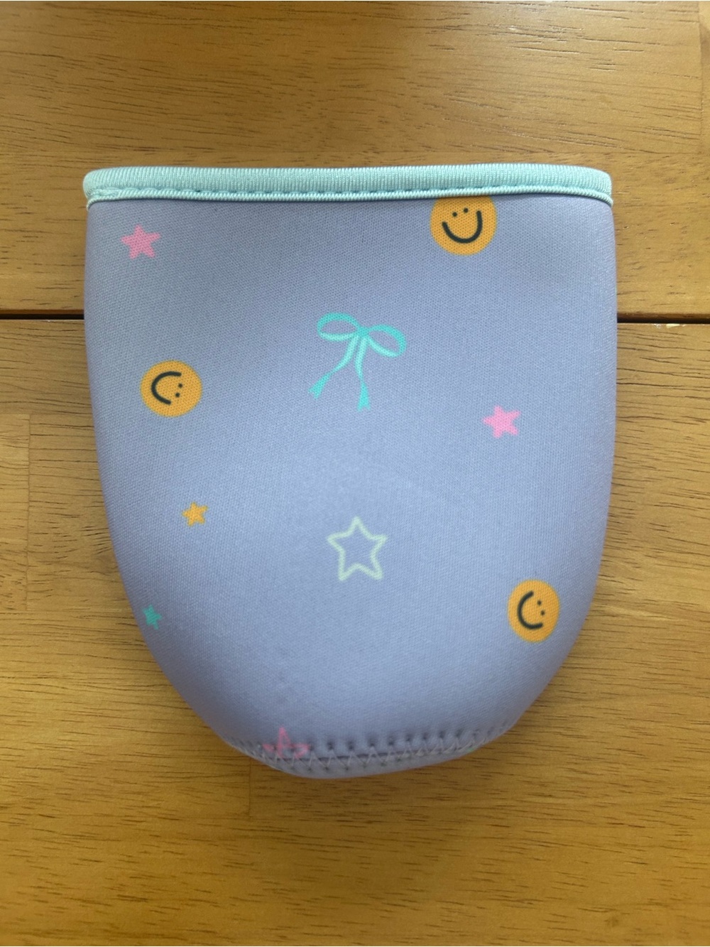 Lavender Smiley Stars Neoprene Pouch - Soft Pastel Organizer